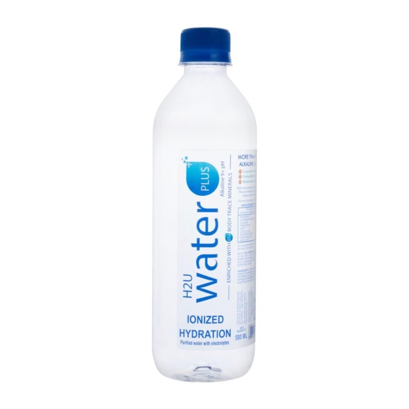 H2U Water Plus Alkaline Drinking Water pH 9+ (500ml) (Pack of 24) | Ionized Hydration with Electrolytes & Trace Minerals | BPA-Free Bottle | Smooth Taste | Travel Friendly Packaged Water for Daily Hydration, Fitness & Lifestyle