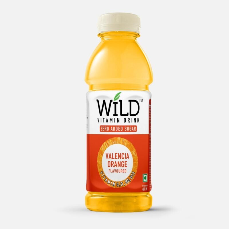 Wild Vitamin Drink Valencia Orange Flavoured Low Cal 400ml Pack of 12 - Vitamin C D B3 B12 Contains Electrolytes Zero added sugar Calories 28