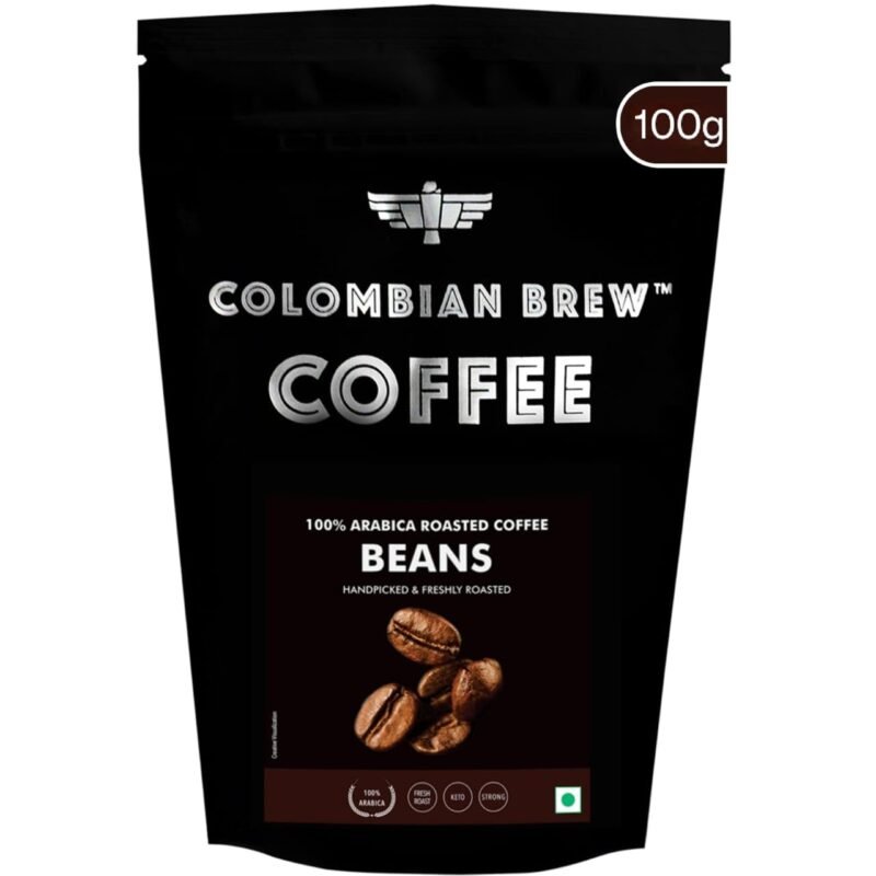 Colombian Brew Arabica Ground Coffee Powder | Espresso Filter & French Press | Strong Dark Roast Coffee | 100 g Pouch (Arabica Roasted Coffee Beans 100g Pouch)