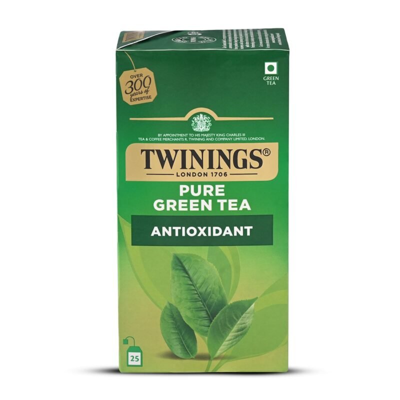 Twinings Pure Green Tea, 25 Tea Bags| Pack of 1| Perfectly Balanced & Refreshing Taste| Handpicked Green Tea Leaves| Enjoy a Hot Cup of Tea