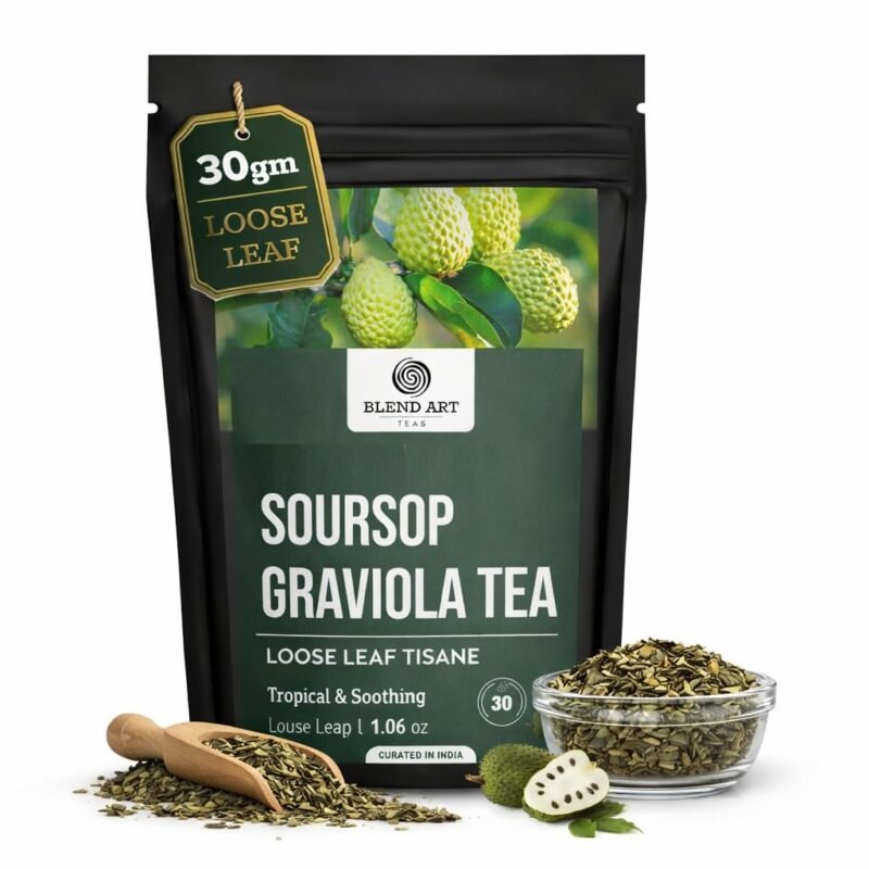 Blendart Teas - 100% Natural Graviola/Guanabana Leaves - 30 Gram Loose Leaf | Caffeine-free - Antioxidant and Vitamins Rich | Improve Digestion, Support Healthy Immune System | Ziplock Pouch