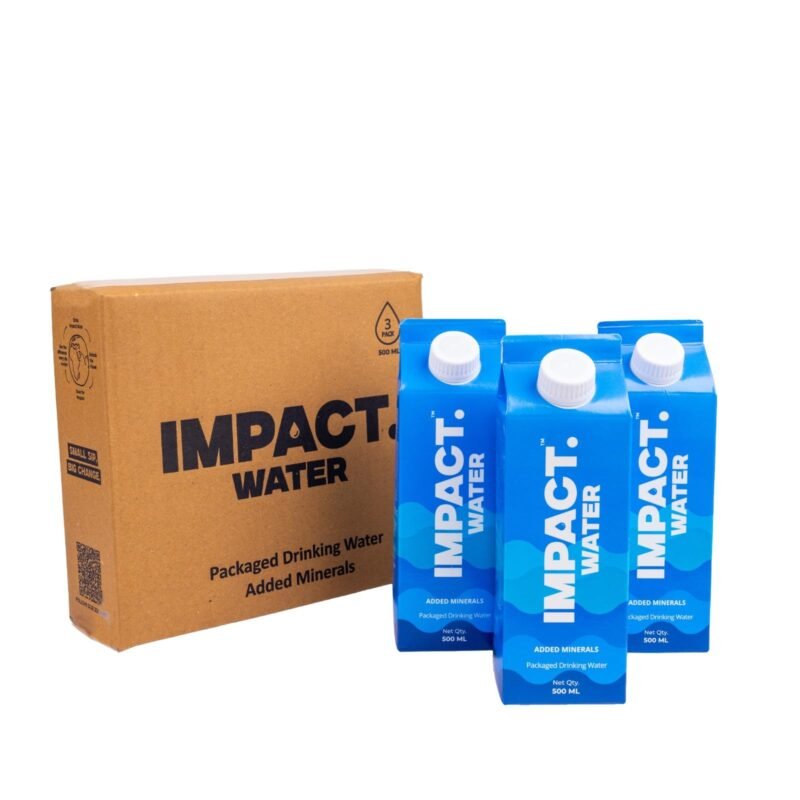 Impact Water – Premium Mineral-Enriched Drinking Water, 500ml (Pack of 3) | Eco-Friendly Paper-Based Carton | 100% Recyclable | BPA-Free | Sustainable & Safe Packaging