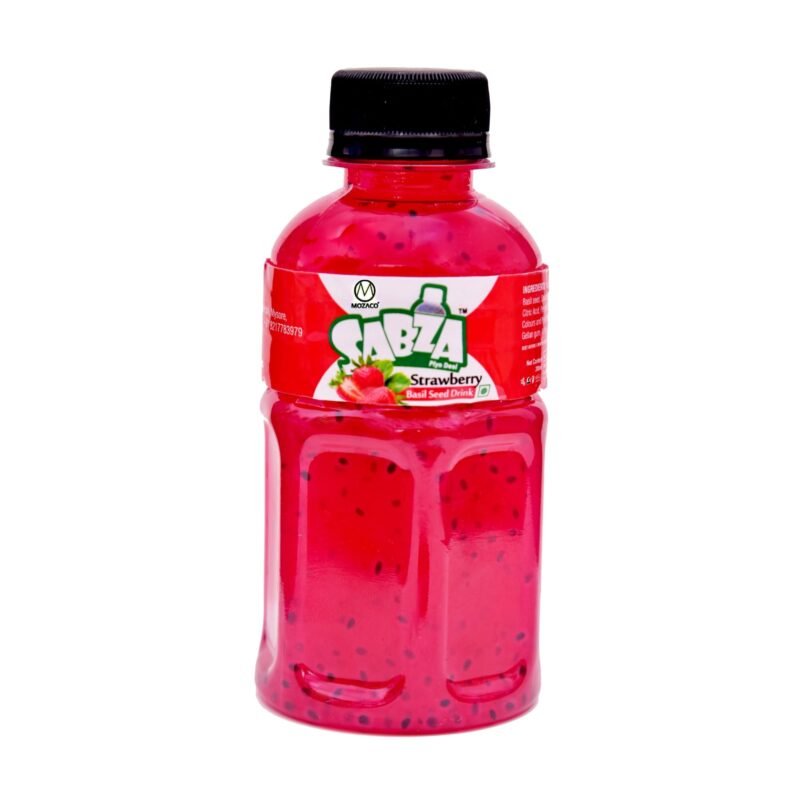Sabza Strawberry Pulpy Basil Seed Drink | Refreshing Natural Beverage | 200ml (Pack of 24)
