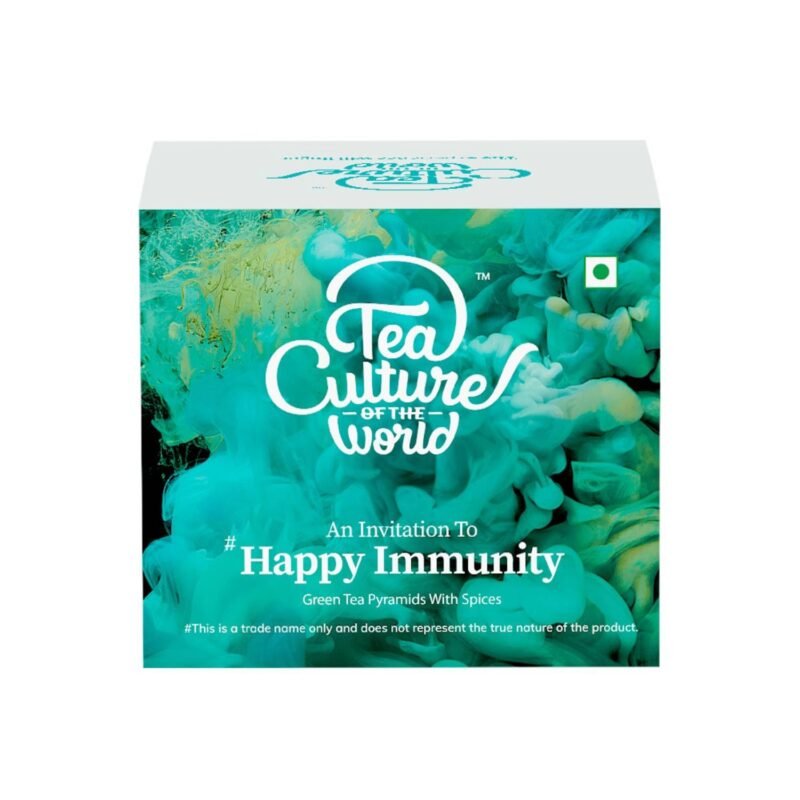 Tea Culture of The World Happy Immunity Green Tea | Ayurvedic Herbal Tea, Liquorice, Turmeric, Star anise, Ginger, Thyme, Lemon balm | Immunity Booster, 16 Count