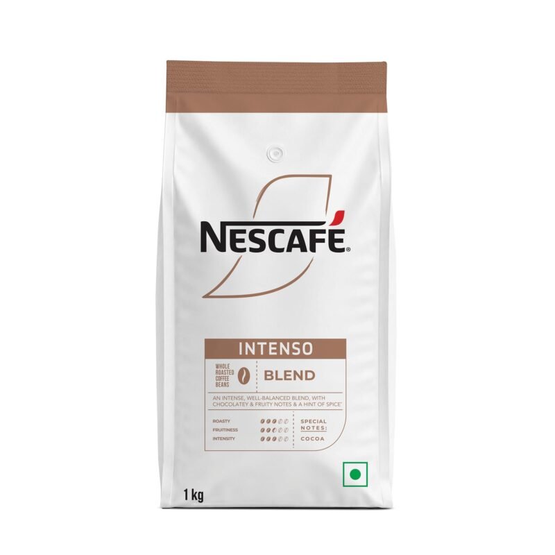 Nescafe Intenso Whole Roasted Coffee Beans, Arabica and Robusta Blend, 1kg, Bag
