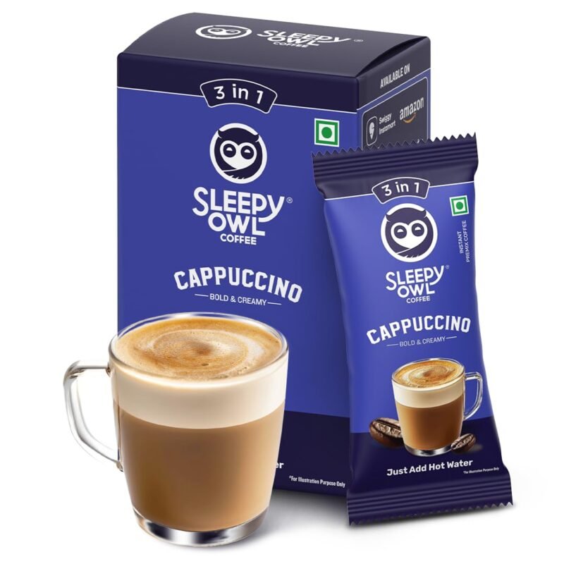 Cappuccino Instant Coffee Premix Sachets | 3 in 1 Coffee Sachet | Frothy & Creamy Cafe-Style Coffee at Home | All in One Premix Coffee Sachet Just Add Hot Water | 100g (5 Sachets x 20g)