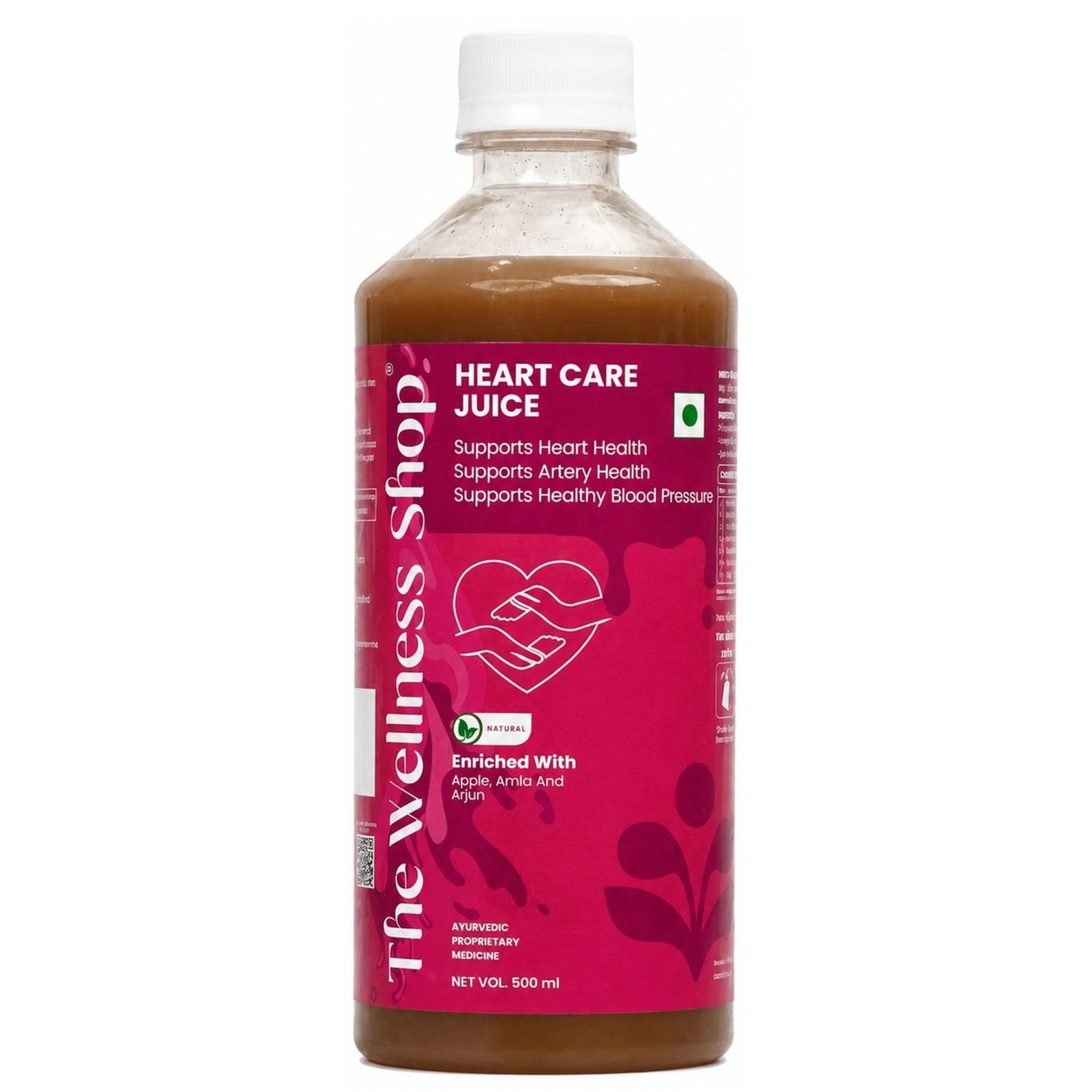 The Wellness Shop Heart Care Juice 500ml | Heart Health Juice with Arjuna, Garlic, Apple, Amla, Ginger & Lemon | Ayurvedic Drink for Supports Healthy Cholesterol & Circulation