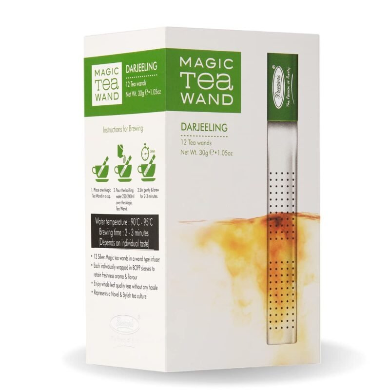 Darjeeling Tea, Single-Origin Muscatel Black, Elegant & Fruity Notes, Magic Tea Wands Stick Infuser, 12 Wands, 30 g, White Box
