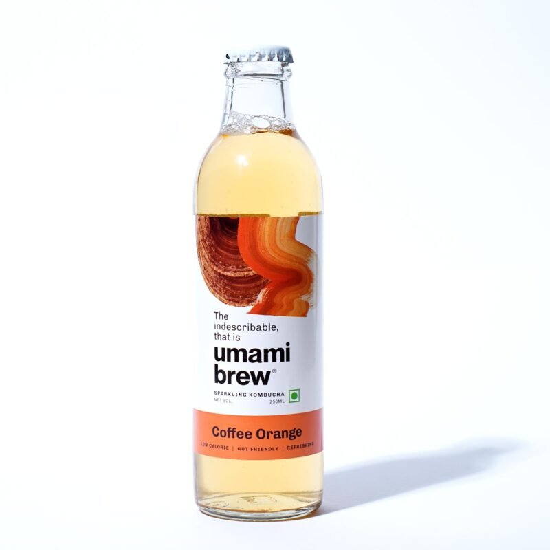  Sparkling Kombucha | Coffee Orange Flavor | All-Natural Fermented Drink | Gut-Friendly & Antioxidant-Rich | Pack of 12 x 250ml