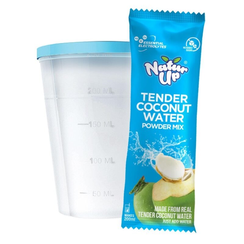 NaturUp Tender Coconut Water Powder Mix | Nariyal Pani with No Added Sugar, Flavours or Preservatives | Natural Electrolytes for Instant Energy & Daily Hydration | For Glowing Skin (20 Sachets)