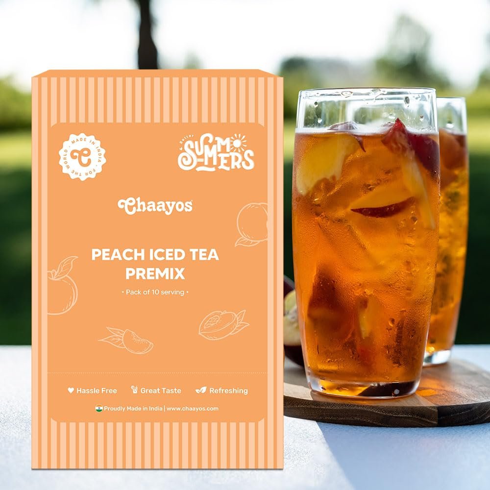 Peach Instant Iced Tea Premix - Refreshing Energy Drink, Pack of 10 Sachets