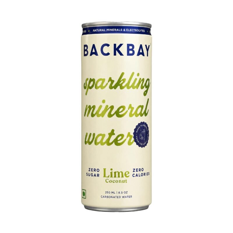 Backbay Lime Coconut Sparkling Mineral Water - 250ml (Pack of 6 Units) | Zero Sugar | Zero Calories | No Artificial Flavours & Sweeteners | Made from Himalayan Water | Hydrating and Refreshing