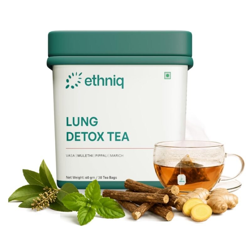 Ethniq Lung Detox Tea, Tulsi Mulethi Cleanse Tea for Smokers, 30 Tea Bags