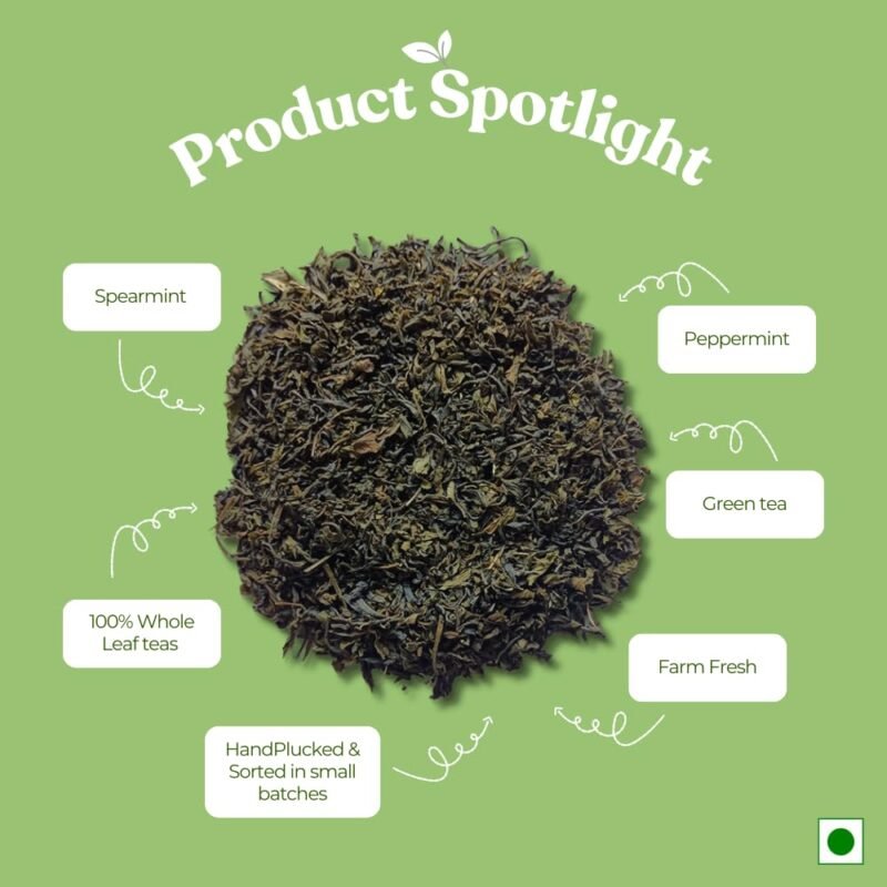 LLUVIA TEA Spearmint Green Tea (50g) | Supports PCOD/PCOS, Hormonal Balance & Facial Hair | Herbal Loose Leaf Tea | Caffeine-Free | Antioxidant-Rich, Stress Relief & Refreshing