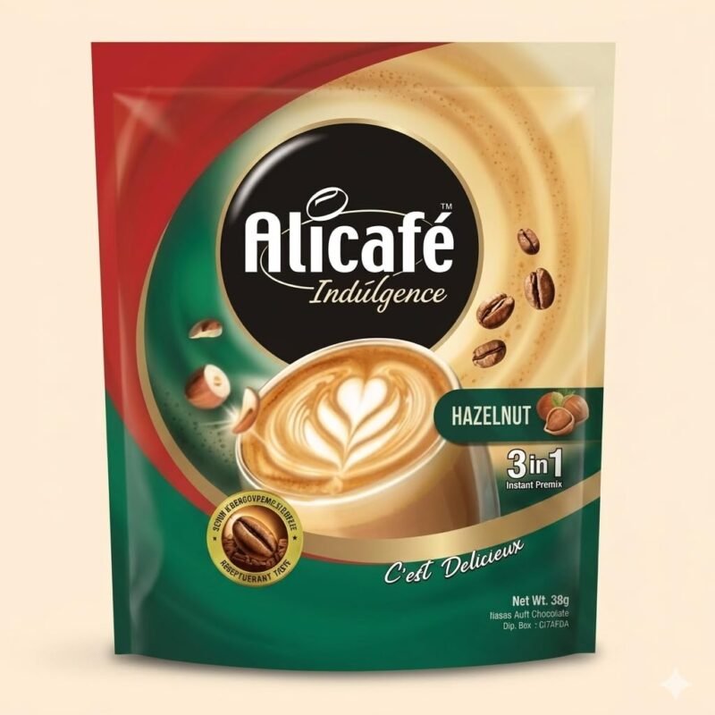 Indulgence 3-in-1 Instant Coffee, Hazelnut Flavour, Powder Form, 18g x 20 Sachets, PACKET, by febora foods, 360g
