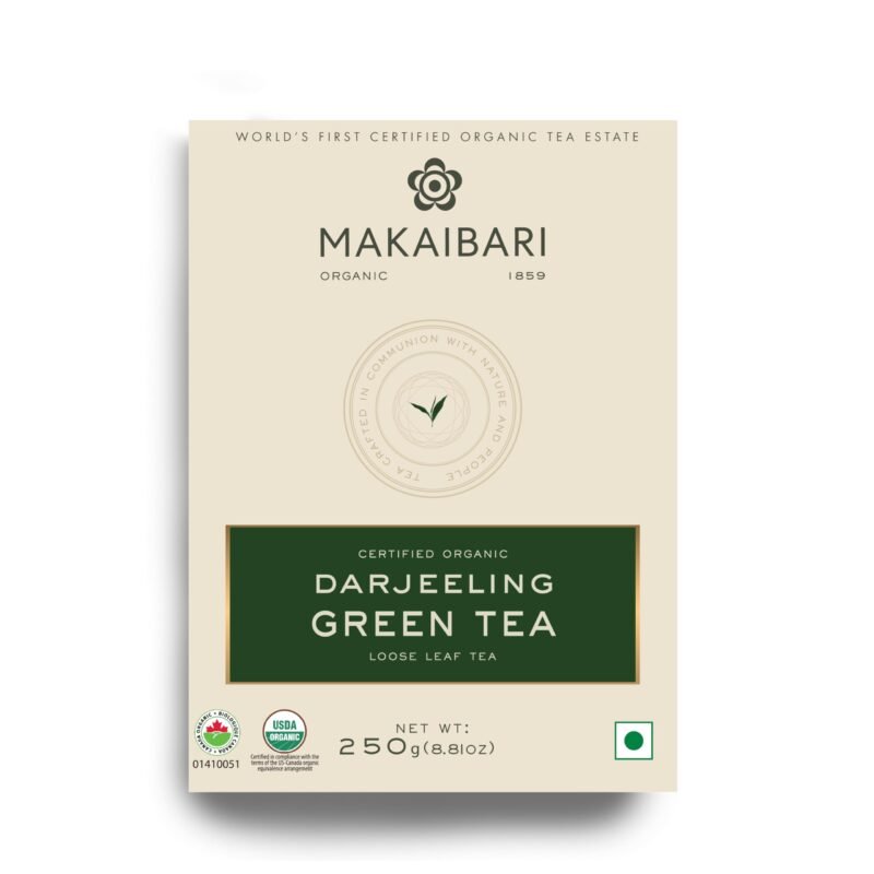 Makaibari Darjeeling Organic Whole Leaf Green Tea | 250 Gm Monocarton | 125 Cups | Antioxidant-Rich | Handpicked Premium Green Tea