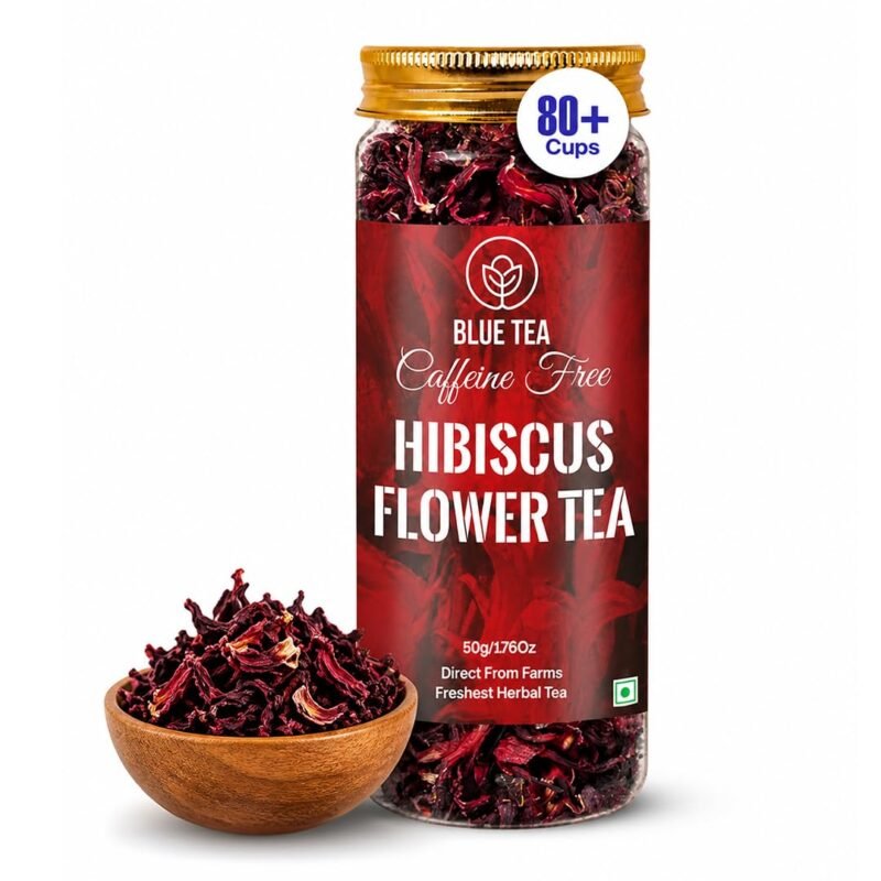 BLUE TEA - Hibiscus Tea - 50 gm (80+ Cups) | SKIN GLOW ENHANCING TEA | Flower Based - Herbal Tea - Caffeine Free - Tangy Flavor - Pet Jar