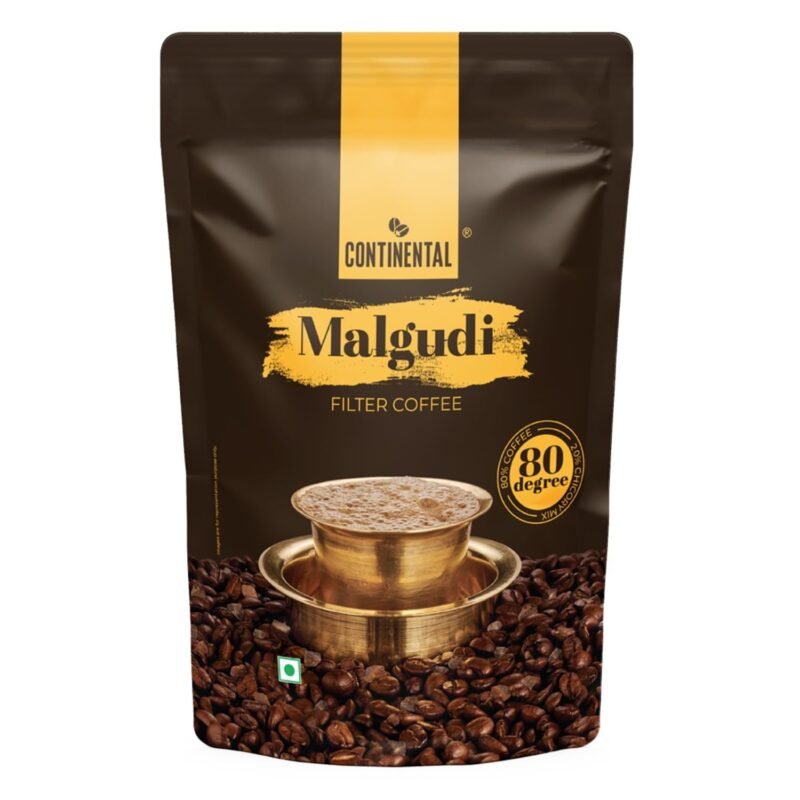 Continental Malgudi Filter Coffee Powder | 200g Pouch | 80% Coffee - 20% Chicory | Traditional South Indian | Smooth Flavour | Locks Real Aroma | Roast & Ground