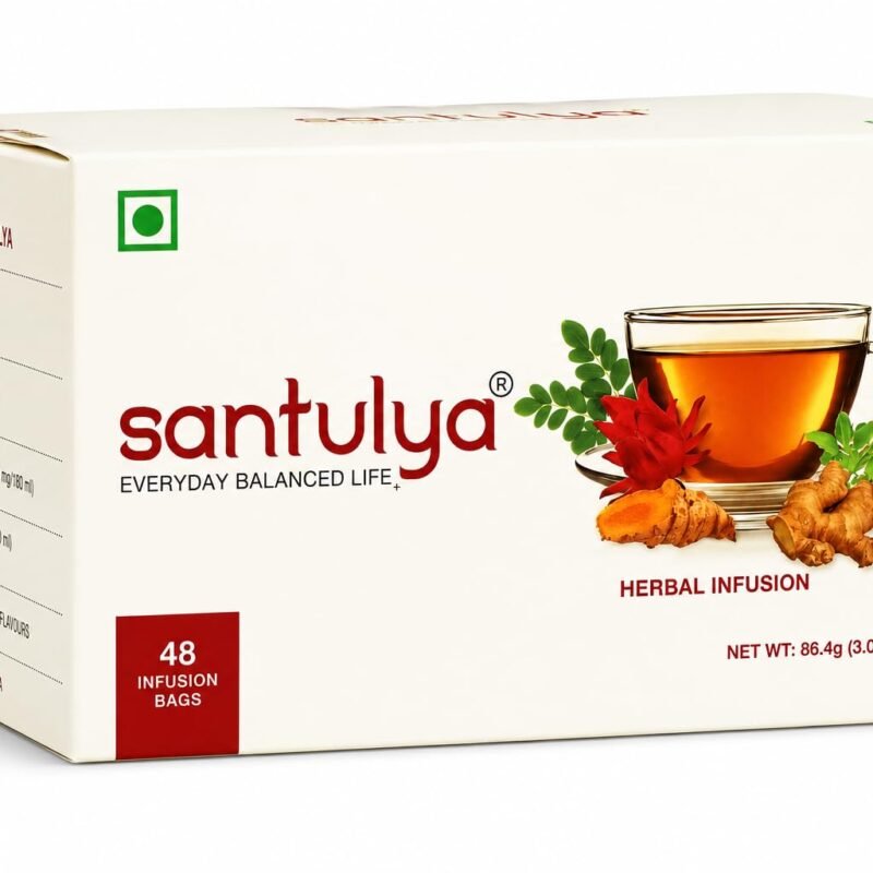 SANTULYA Herbal Tea –Turmeric, Tulsi,Moringa,Hibiscus & Ginger, 48 Tea Bags
