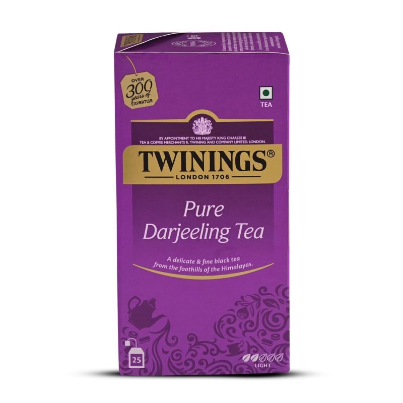 Twinings Darjeeling Tea, 25 Teabags | Pack of 1 | Premium Black Tea| Light Strength| From Darjeeling's Finest Estates| Light & Delicate Flavour| Handpicked Leaves| Enjoy a Hot Cup of Tea