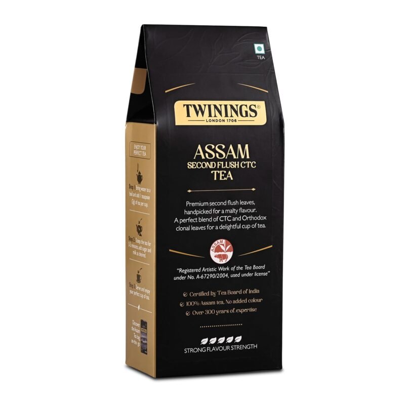Twinings Assam Second Flush CTC Tea, 250g | Pack of 1 | 100% Assam Tea | Strong Flavour Strength | For Malty, Robust Flavour | No Added Colour