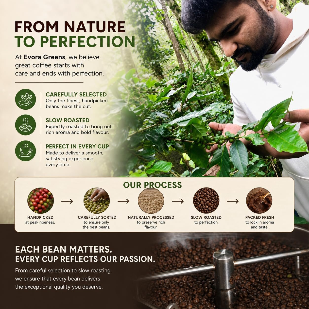 EVORA Greens 100gm Instant Coffee Powder | Irish Cream Flavour | Freeze Dried Coffee with Arabica & Robusta Blend - Medium Roast | Make Café Style Hot or Cold Coffee, black Coffee, Cappuccino, Latte at Home - Image 8