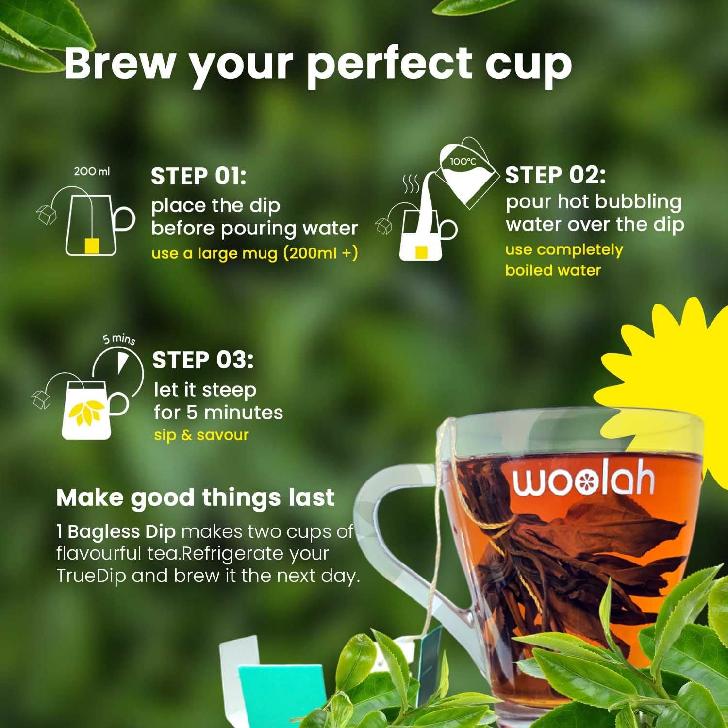 Woolah Rare Assam Black Tulsi Tea | Whole Leaf Black Tea Dips | Naturally Grown | Rich in Antioxidants | Refreshing & Energising Blend | Plastic-Free Brewing | (15 Dips/30 cups)Single Origin Tea | Naturally Anti-Oxidant | Relieves Stress | Plastic-free | - Image 5
