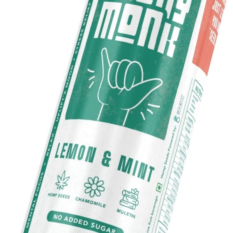 YOUNG MONK Calmness Drink Lemon & Mint Fruit Flavour | Ready to Drink Refreshing Beverage | Zero Added Sugar | Light Herbal Style Juice with Citrus Mint Taste | for Home, Work & Travel (Pack 6)