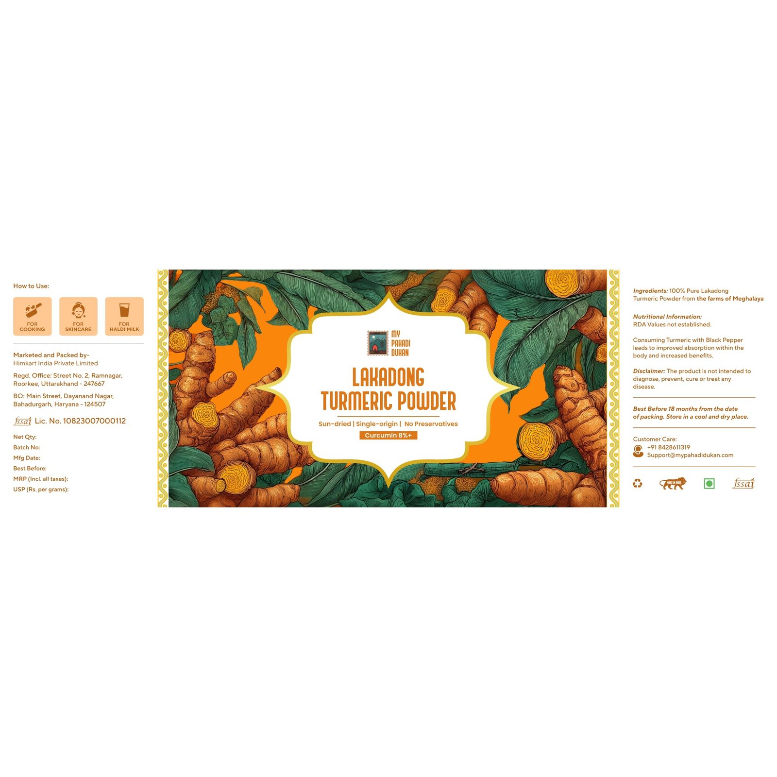 My Pahadi Dukan Lakadong Turmeric Powder 100g, Single-Origin, 8–10% Curcumin, Hand-Harvested & Sun-Dried, Pure & Chemical-Free Haldi, Strong Aroma & Deep Golden Color, Lab-Tested, from Meghalaya - Image 7