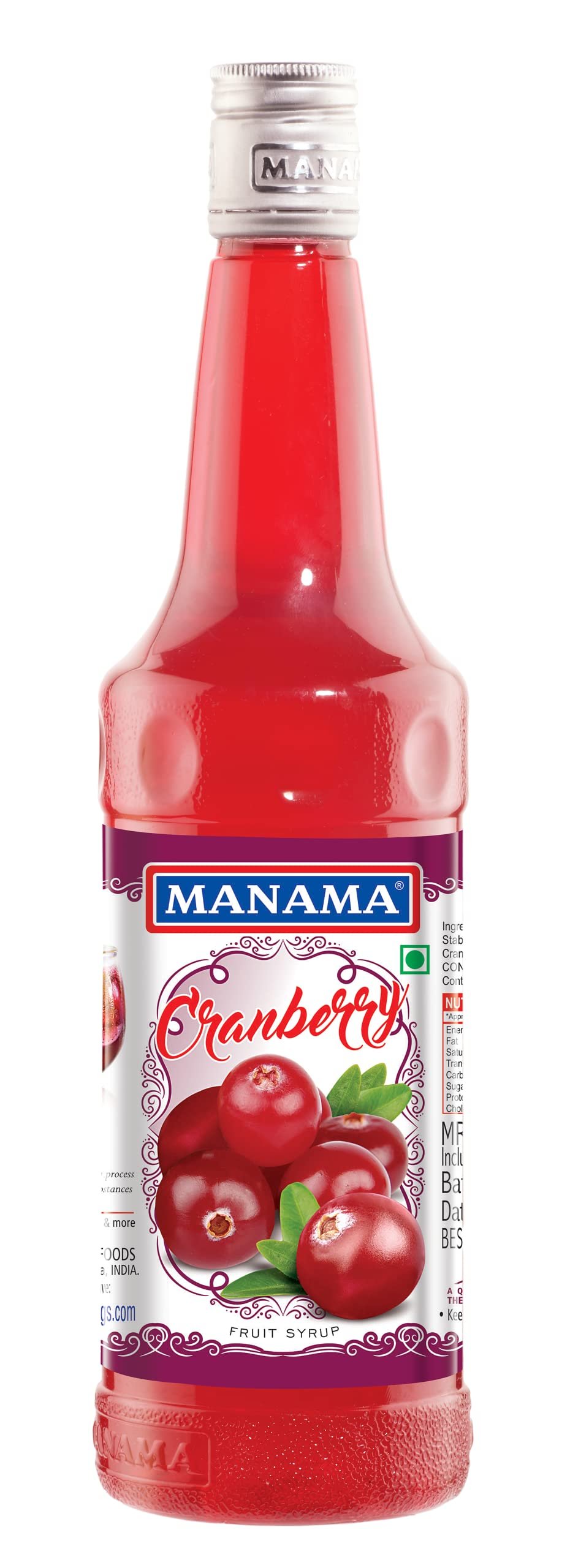 Cranberry Fruit Syrup | Mixer for Mocktails, Cocktails, Drinks, Juices, Beverages | Non Alcoholic Mix 750ML Bottle
