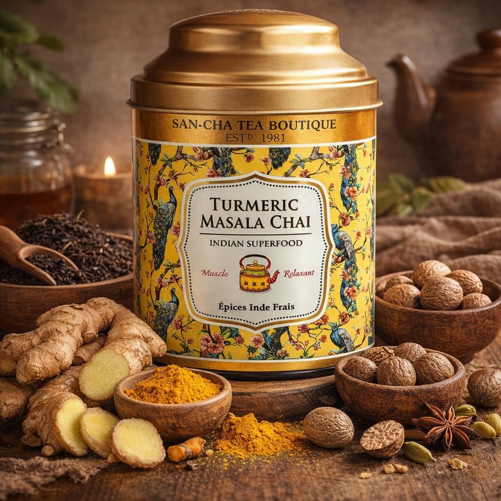 Sancha Tea Boutique Turmeric Masala Chai | Premium Spiced Black Tea with Turmeric, Ginger & Nutmeg | 100g Loose Leaf Chai Blend - Image 2