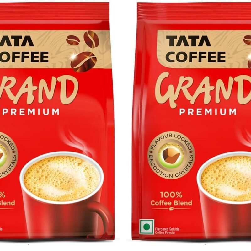 Tata Premium Instant Coffee, 90g/100g Pouch, 100% Pure Coffee, With Flavour Locked Decoction Crystals, Rich Aroma & Great Taste (Pack of 2)