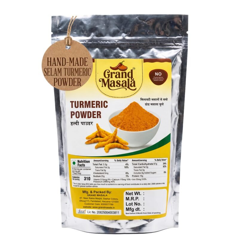 Grand Masala Turmeric Powder (Haldi Powder) 200g | Indian Turmeric Spice Powder | Fresh & Aromatic Cooking Masala for Curries, Dal, Sabzi & Marinades | Hygienically Packed