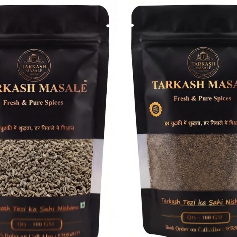 Carom Seeds (Ajwain) Whole Spice for Tadka & Indian Cooking, 100G & Kaali Mirch Powder Black Pepper Spice for Cooking, 100G Combo of 2