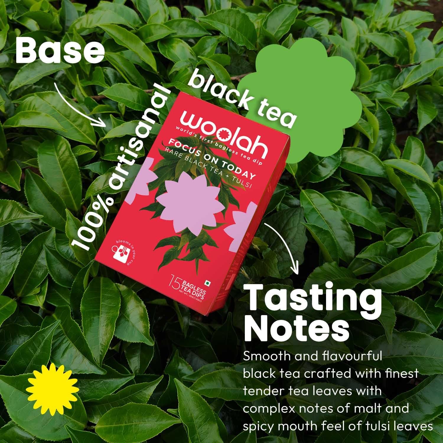 Woolah Rare Assam Black Tulsi Tea | Whole Leaf Black Tea Dips | Naturally Grown | Rich in Antioxidants | Refreshing & Energising Blend | Plastic-Free Brewing | (15 Dips/30 cups)Single Origin Tea | Naturally Anti-Oxidant | Relieves Stress | Plastic-free | - Image 3