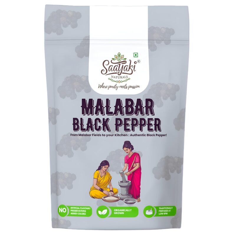 Saatyaki Naturals Orangic Black Pepper -100gm | Sabut Kali Mirch, Malabar Peppercorn, Kali Mirch, Black Peppercorns| Non-GMO, Gluten Free and Hygenically Packed for Daily Cooking & Seasoning