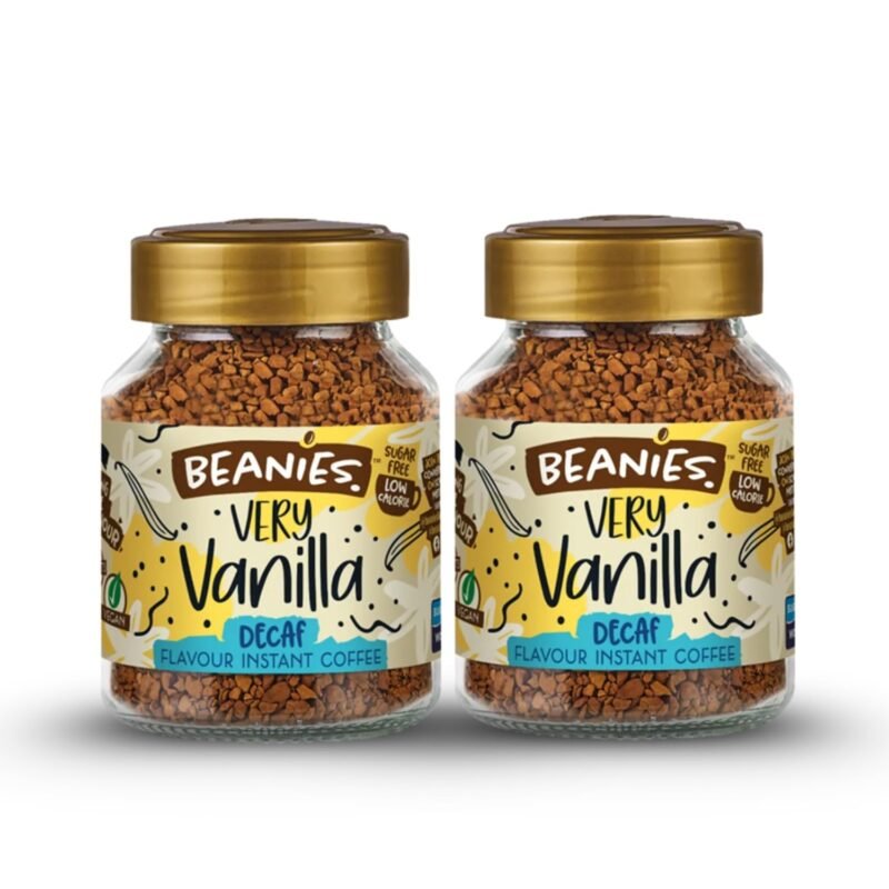 Beanies Very Vanilla Flavour Instant Coffee, 50g | Sweet Vanilla Infusion | Rich & Creamy Taste | Naturally Flavoured | 100% Australian | Freeze- dried | Vegan | Nut-free | Pack of 2