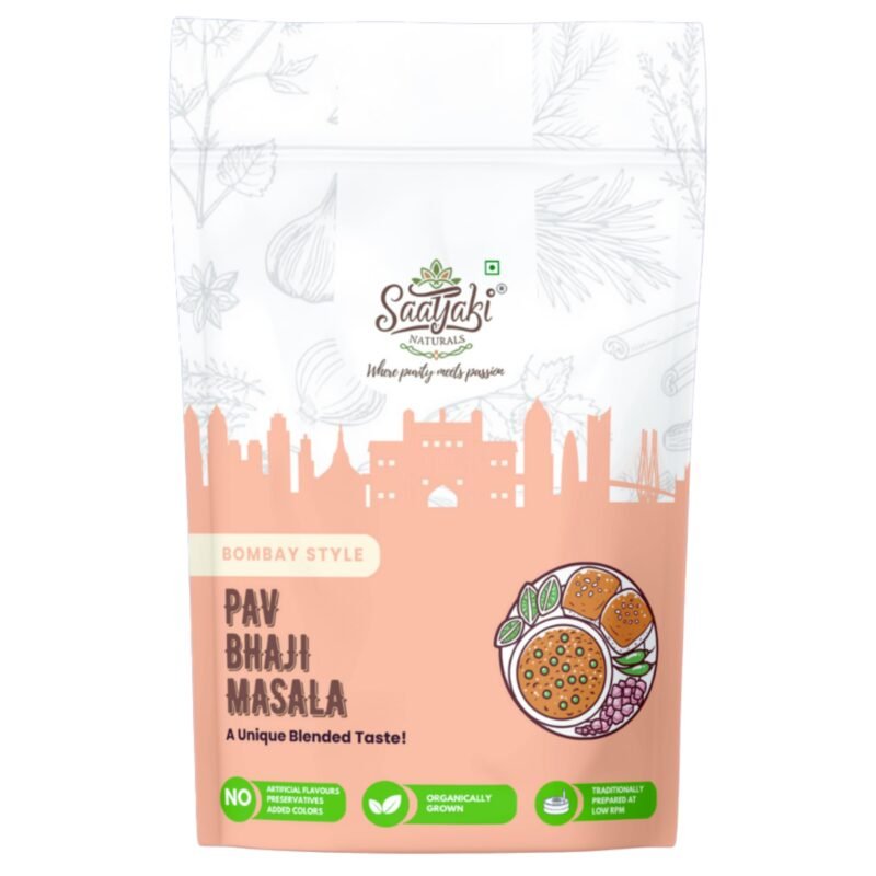 Saatyaki Naturals Pav Bhaji Masala -400gm| Pure and Authentic Mumbai Style Spice Blend for Pav Bhaji, Dabeli, Desi Bhaji| Homemade Style, Freshly Grounded with No Preservatives and MSG