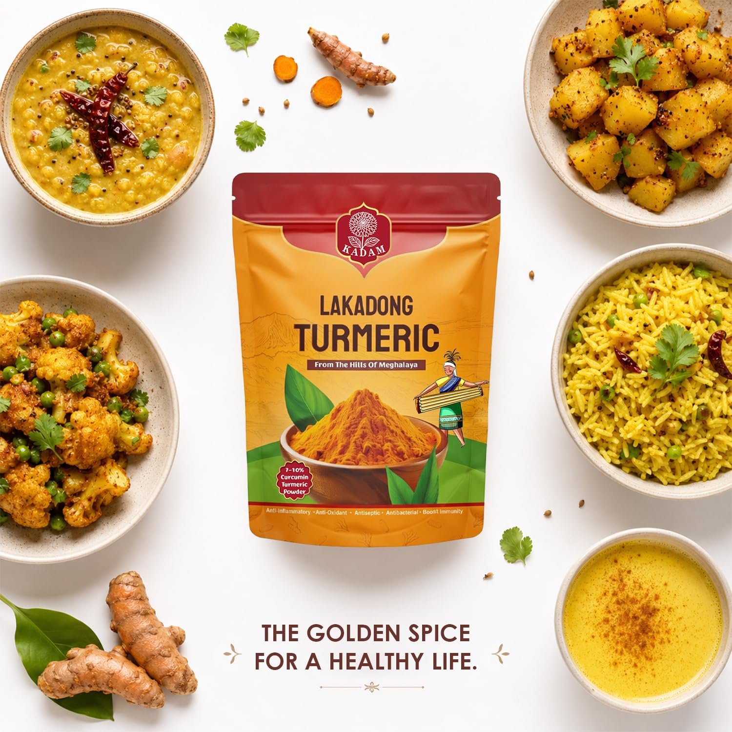 KADAM Lakadong Turmeric Powder (200 Gram) | Premium Lakadong Haldi from Meghalaya | 7-10% Curcumin | 100% Natural & Pure | No Preservatives | Fine Turmeric Powder for Cooking, Golden Milk & Daily Use - Image 2