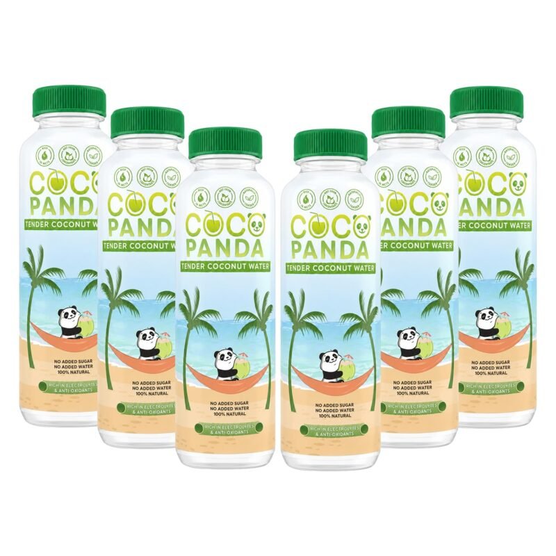 Coco Panda 100% Natural Tender Coconut Water - Pack of 6 (each 200 ml) | No Added Sugar or Artificial Flavor | Extracted from Real Green Young Tender Coconuts | Instant Hydration, Energy Booster