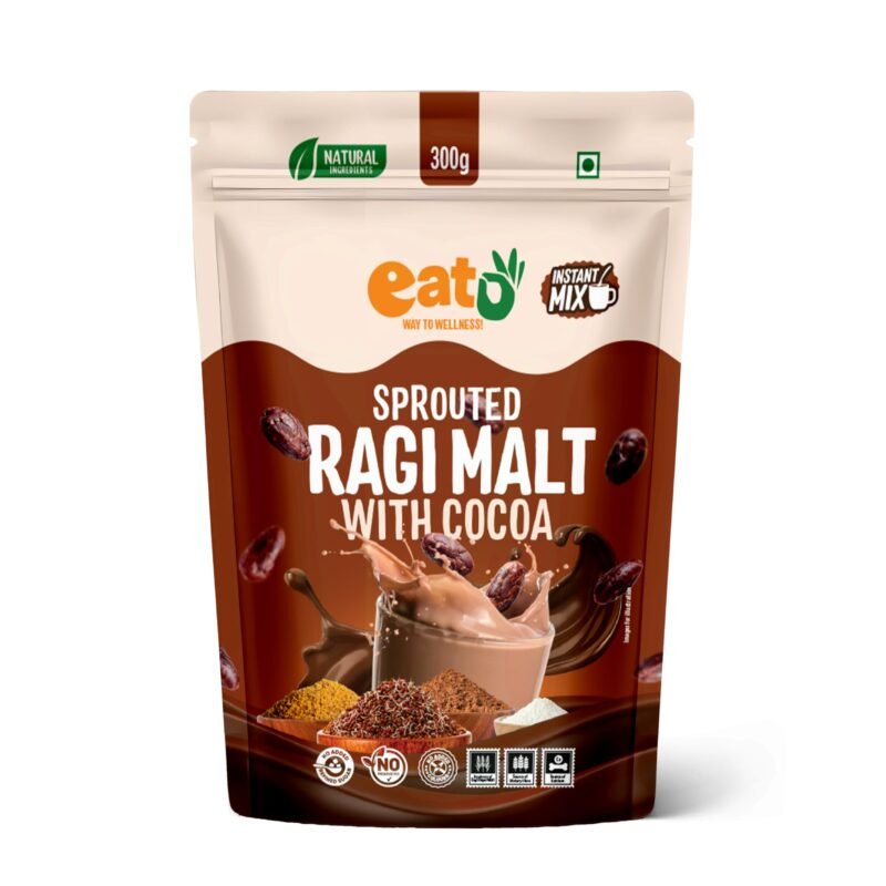 Eat5 Chocolate Ragi Malt Health Drink | Sprouted Millet with Cocoa | High Calcium & Iron | No Added Refined Sugar | Healthy Drink for Kids & Adults (300 g) (Chocolate)