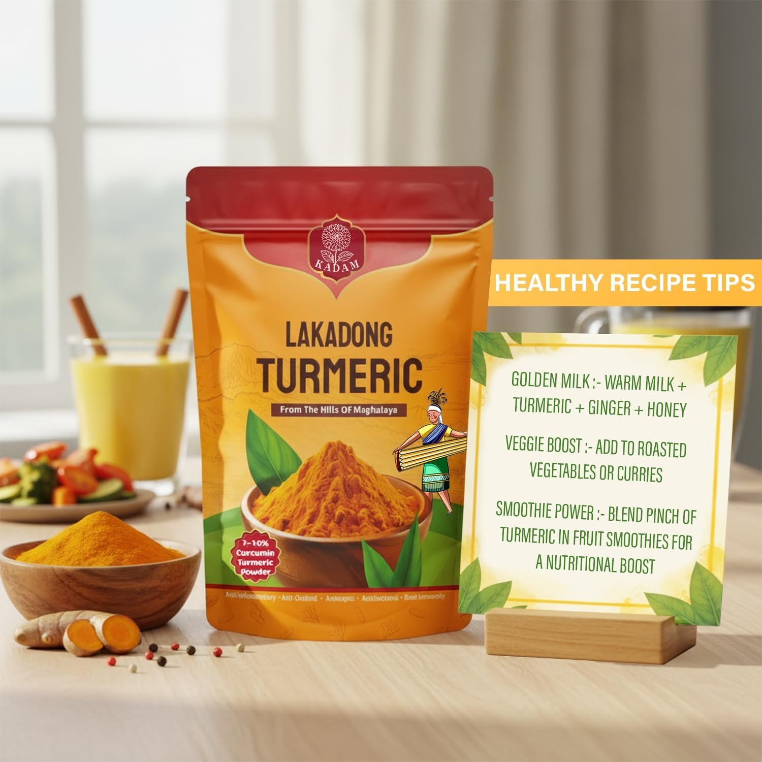 KADAM Lakadong Turmeric Powder (200 Gram) | Premium Lakadong Haldi from Meghalaya | 7-10% Curcumin | 100% Natural & Pure | No Preservatives | Fine Turmeric Powder for Cooking, Golden Milk & Daily Use - Image 7