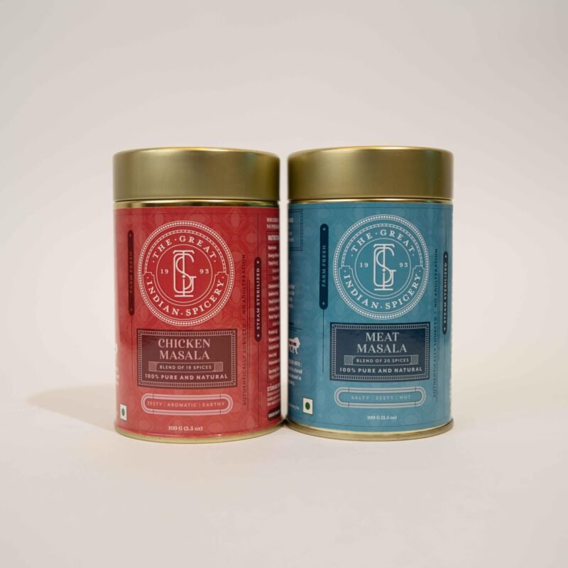 Chicken Masala & Meat Masala Combo - Tin 100gm Each (Pack of 2) | 100% Pure Natural Non-Adulterated | Spices - Seasoning - Cooking - Kitchen | Vegetables - Curry - Gravy