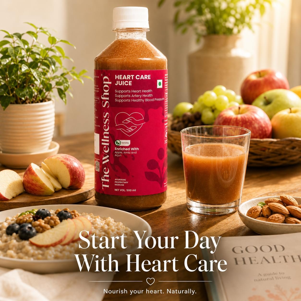The Wellness Shop Heart Care Juice 500ml | Heart Health Juice with Arjuna, Garlic, Apple, Amla, Ginger & Lemon | Ayurvedic Drink for Supports Healthy Cholesterol & Circulation - Image 7