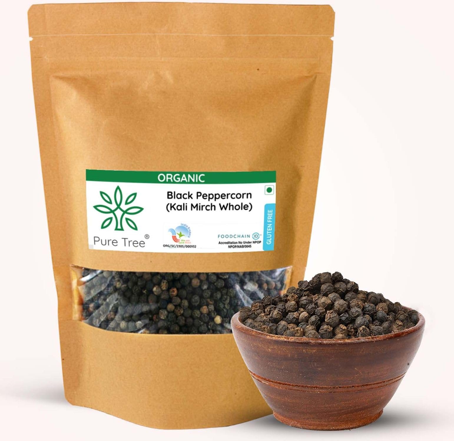 Pure Tree Certified Organic Kali Mirch Whole | 100 g | Organic Black Pepper Whole | Black Peppercorn | Aromatic Seeds | Miriyalu Whole Spices