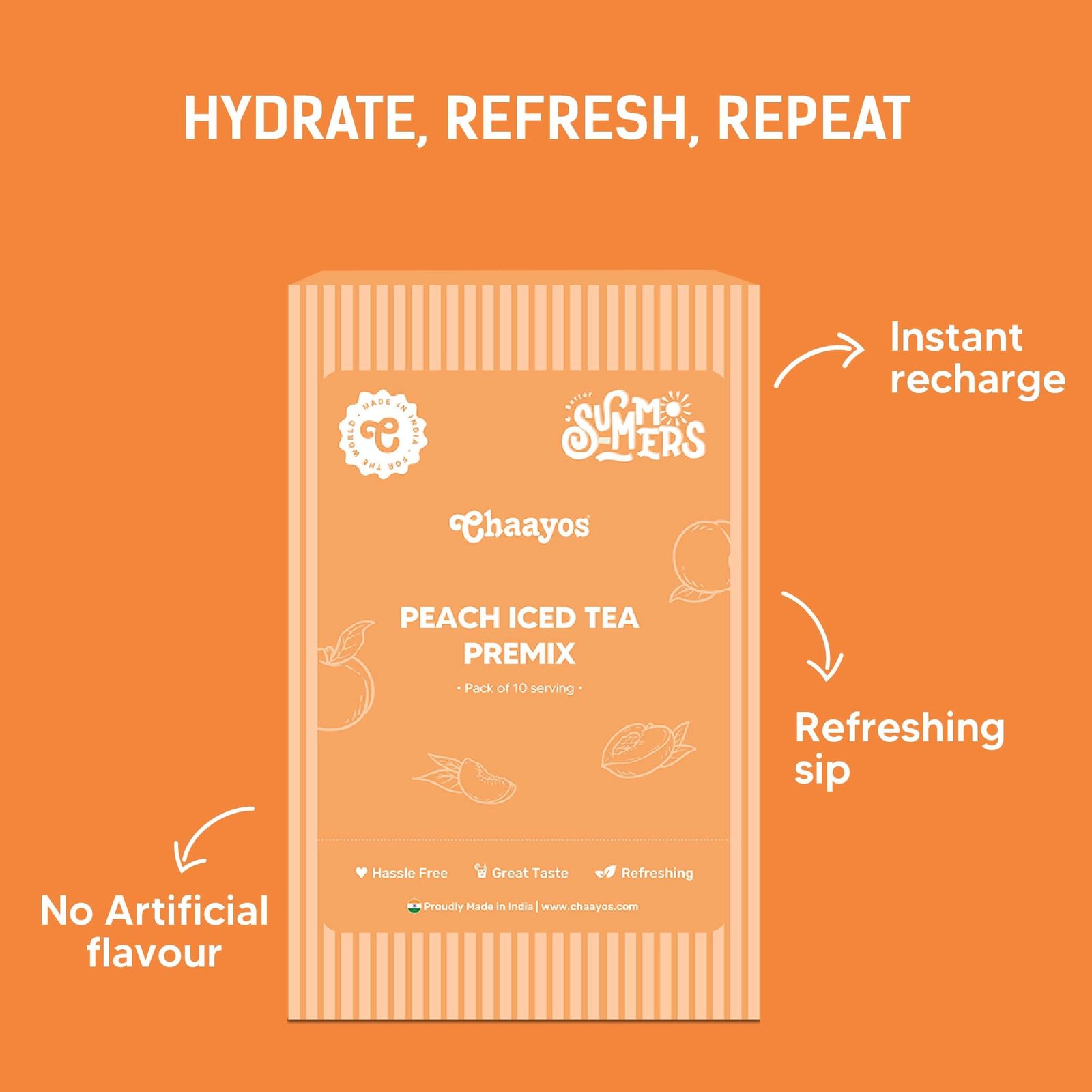 Peach Instant Iced Tea Premix - Refreshing Energy Drink, Pack of 10 Sachets - Image 4