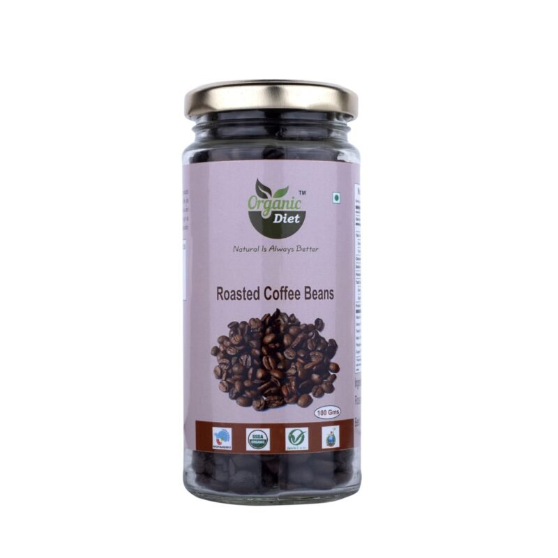Organic Diet Fresh & Pure Organic Roasted Coffee Beans | Arabica Beans | For Weight Loss Management | Rich & Aromatic Coffee | Boost Energy & Breakfast Healthy Lifestyle - 100 gm
