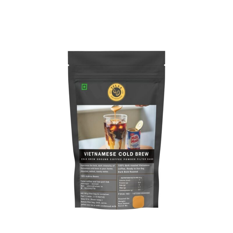 Vietnamese Dark Roast Cold Brew Coffee Bag 100g | Makes 1L Bold, Rich & Chocolaty Brew | Ready-to-Pour Filter Bag | 100% Arabica Premium Blend