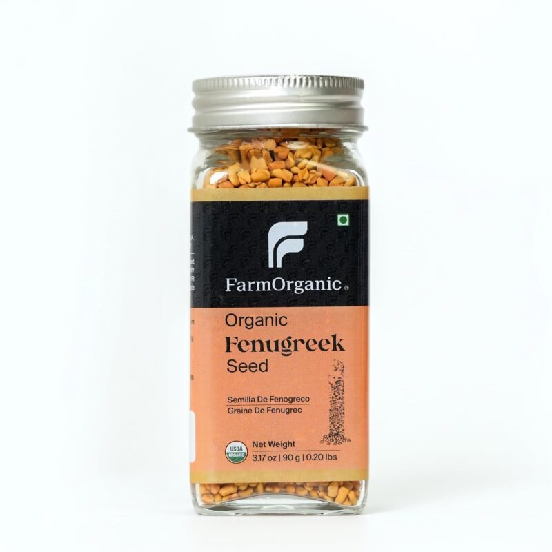 FarmOrganic Organic Fenugreek Seeds 90g | Whole Methi Dana | 100% Pure Natural Fenugreek | Premium Spice for Curries, Pickles, Seasoning & Indian Cooking