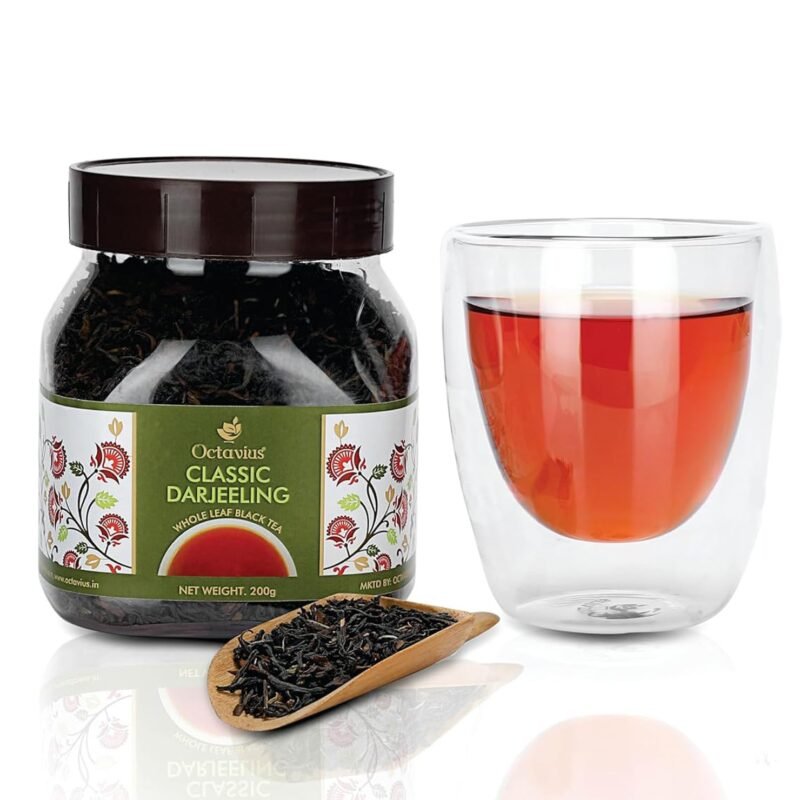 Octavius Classic Darjeeling Whole Leaf Black Tea – 200g | Premium Loose Leaf | Muscatel Flavor | Light, Aromatic & Smooth | 100 Cups | Himalayan Origin | Fruity Taste| Perfect for Premium Tea Connoisseurs